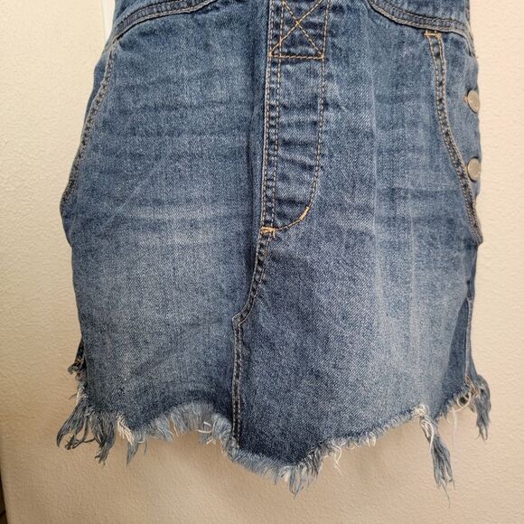 Free People Denim Jean Romper Skirt Size 4 dress - Picture 5 of 9